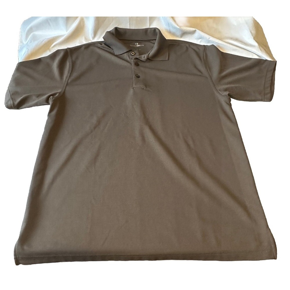 Grand Slam Men's Lrg Brown Textured Striped Short Sleeve Polo Shirt Golf Outdoor